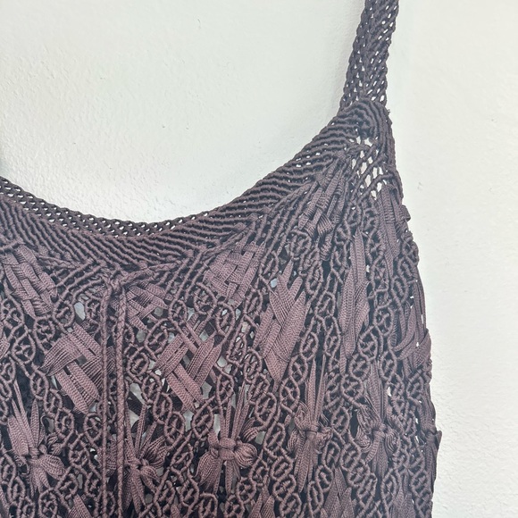 Ralph Lauren Brown Crochet Lace Midi Cocktail Dress - Picture 3 of 7